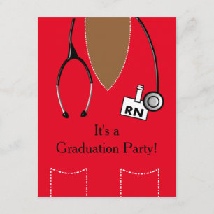 RN Black Nurse Afstuderen Invitation Scrub #44 Kaart