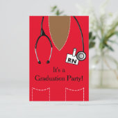 RN Black Nurse Afstuderen Invitation Scrub #49 Kaart (Staand voorkant)