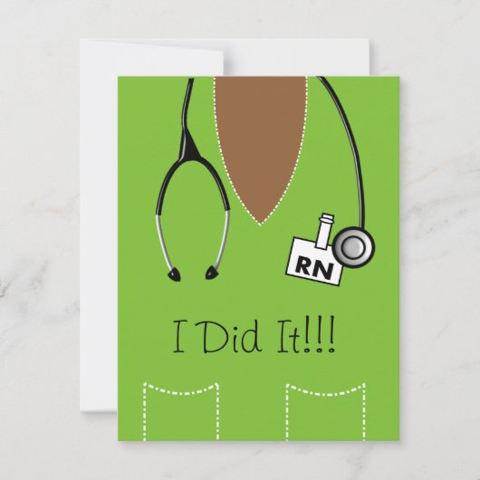 RN Black Nurse Afstuderen Invitation Scrub Limoen Kaart (Voorkant)
