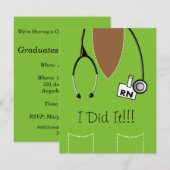 RN Black Nurse Afstuderen Invitation Scrub Limoen Kaart (Voorkant / Achterkant)