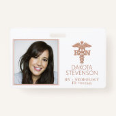 RN Caduceus | Copper Roos Gold Medical Photo ID Badge (Voorkant)