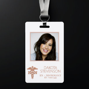 RN Caduceus Koper Roze Goud Ziekenhuis Foto ID Badge