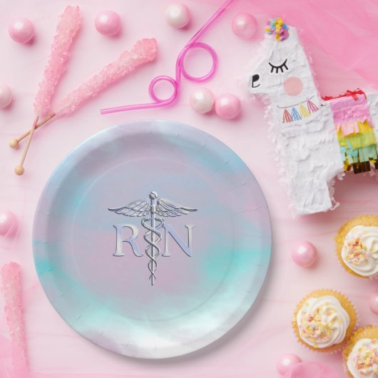 RN Caduceus Medical Moeder Pearl Decor Papieren Bordje (Feest)