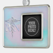 RN Caduceus Medical Moeder Pearl Decor Verzilverd Omlijst Ornament (Links)