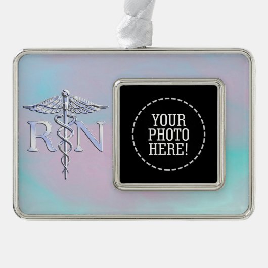 RN Caduceus Medical Moeder Pearl Decor Verzilverd Omlijst Ornament (Voorkant)