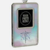 RN Caduceus Medical Moeder Pearl Decor Verzilverd Omlijst Ornament (Rechts)