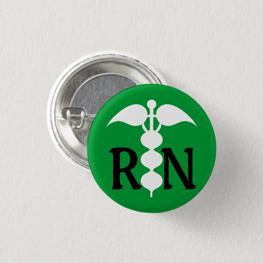 RN Caduceus Medical Pictogram gestileerd Ronde Button 3,2 Cm (Voorkant /achterkant)