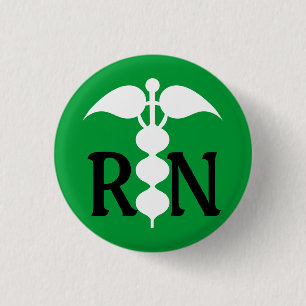 RN Caduceus Medical Pictogram gestileerd Ronde Button 3,2 Cm