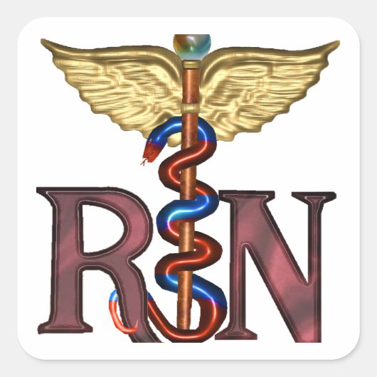RN Caduceus Vierkante Sticker (Voorkant)