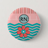 RN Chevron Pattern Pink en Blue Ronde Button 5,7 Cm (Voorkant)