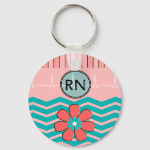 RN Chevron Pattern Pink en Blue Sleutelhanger
