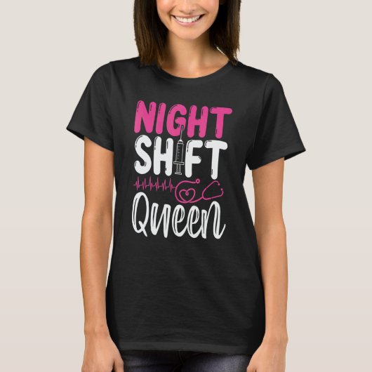 RN CNA Nurse Appreciation Night Shift Queeen Nursi T-shirt (Voorkant)