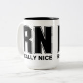 RN Echt leuk Tweekleurige Koffiemok (Voorkant links)