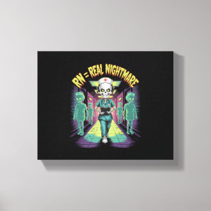 RN = Echte Nachtmerrie Halloween Verpleegster Canvas Afdruk