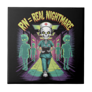 RN = Echte Nachtmerrie Halloween Verpleegster Tegeltje