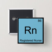 Rn - Geregistreerd natuurchemisch element, symbool Vierkante Button 5,1 Cm (Voorkant /achterkant)