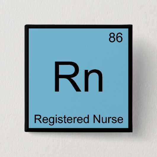 Rn - Geregistreerd natuurchemisch element, symbool Vierkante Button 5,1 Cm (Voorkant)