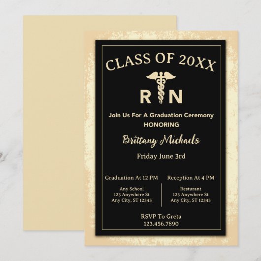 RN geregistreerd verpleegkundige Afstuderen Caduce Kaart (Voorkant / Achterkant)