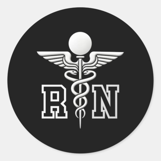 Rn geregistreerd verpleegkundige Caduceus medisch  Ronde Sticker (Voorkant)