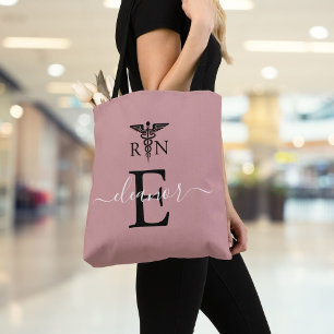 RN Geregistreerd Verpleegster Blush Roze Monogram Tote Bag