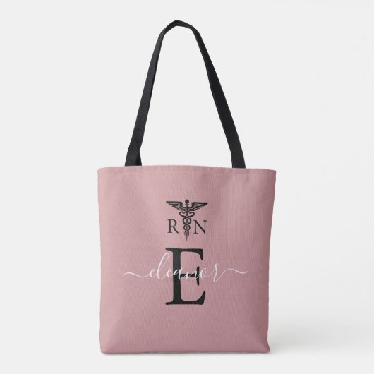 RN Geregistreerd Verpleegster Blush Roze Monogram Tote Bag (Achterkant)