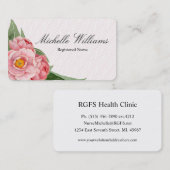 RN geregistreerde neurse Pink Peony Visitekaartje (Voorkant / Achterkant)