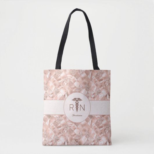RN Geregistreerde Verpleegster Faux Glitter en Fol Tote Bag (Voorkant)