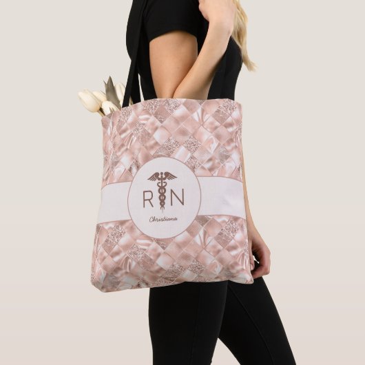 RN Geregistreerde Verpleegster Faux Glitter en Fol Tote Bag (Dichtbij)