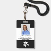 RN Geregistreerde Verpleegster Naam Badge Scanner (Voorzijde met lanyard)