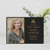 RN Graduation Party Photo Black Gold Kaart (Staand voorkant)