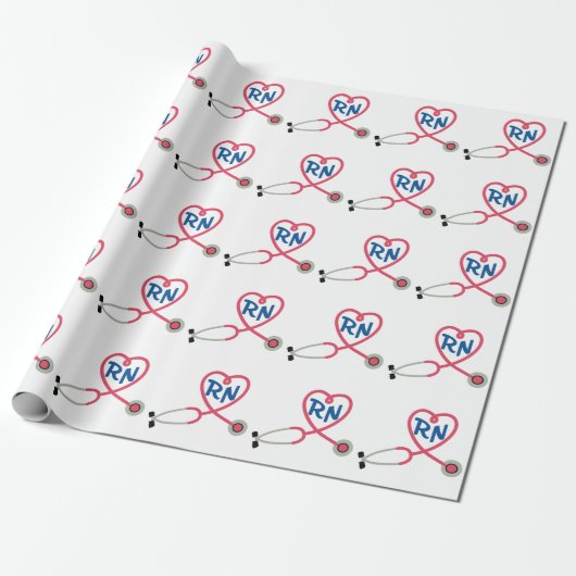 RN Heart Stethoscoop Cadeaupapier (Uitgerold)