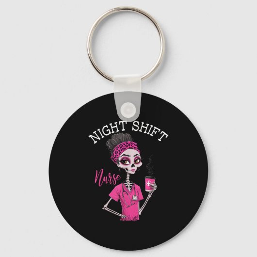 Rn ICU Night Shift Nurse Skelet Sleutelhanger (Voorkant)