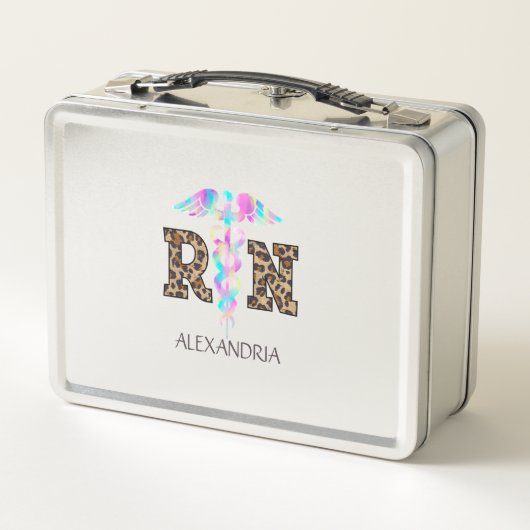 "RN" in Leopard Print- Kleurrijke Medische Logo (Achterkant)