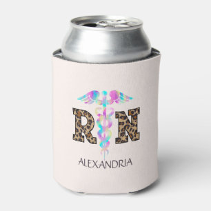 "RN" in Leopard Print- Kleurrijke Medische Logo Blikjeskoeler