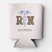 "RN" in Leopard Print- Kleurrijke Medische Logo Blikjeskoeler (Voorkant)