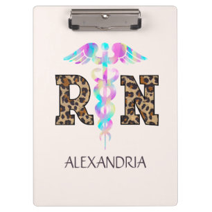 "RN" in Leopard Print- Kleurrijke Medische Logo Klembord