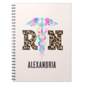 "RN" in Leopard Print- Kleurrijke Medische Logo Notitieboek (Voorkant)