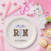 "RN" in Leopard Print- Kleurrijke Medische Logo Papieren Bordje (Feest)