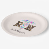 "RN" in Leopard Print- Kleurrijke Medische Logo Papieren Bordje (Gekanteld)