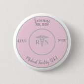 RN Logo, Roze ID-Button Ronde Button 5,7 Cm (Voorkant)