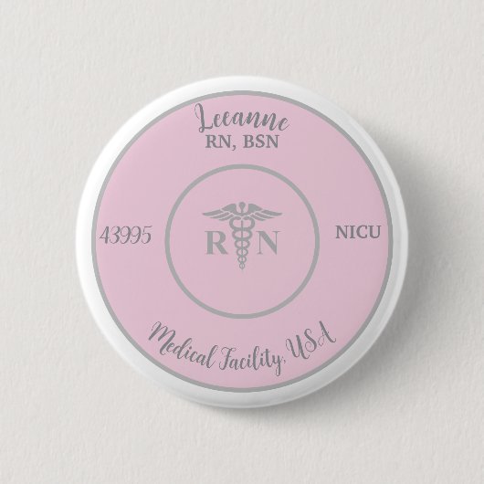 RN Logo, Roze ID-Button Ronde Button 5,7 Cm (Voorkant)