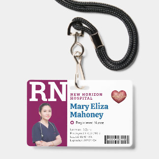 RN Medisch Personeel Foto ID Badge Barcode QR