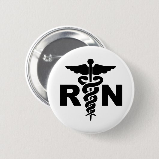 RN medisch symbool Ronde Button 5,7 Cm (Voorkant /achterkant)