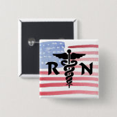 RN Medisch symbool Vierkante Button 5,1 Cm (Voorkant /achterkant)