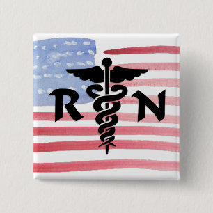 RN Medisch symbool Vierkante Button 5,1 Cm