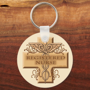 RN Nurse Cross Caduceus Sleutelhanger