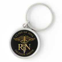 RN Nurse faux gold caduceus Black Gepersonaliseerd