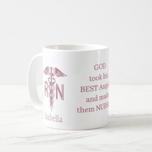 RN Nurse Gift - Personaliseer - Roze Koffiemok (Voorkant links)