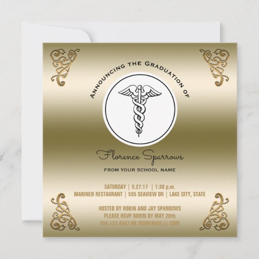 RN Nurse Graduation Party | Gold Pinning Ceremony Kaart (Voorkant)