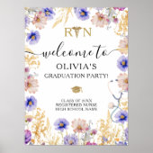 RN Nurse Graduation Party Wildflowers Welkom Poster (Voorkant)